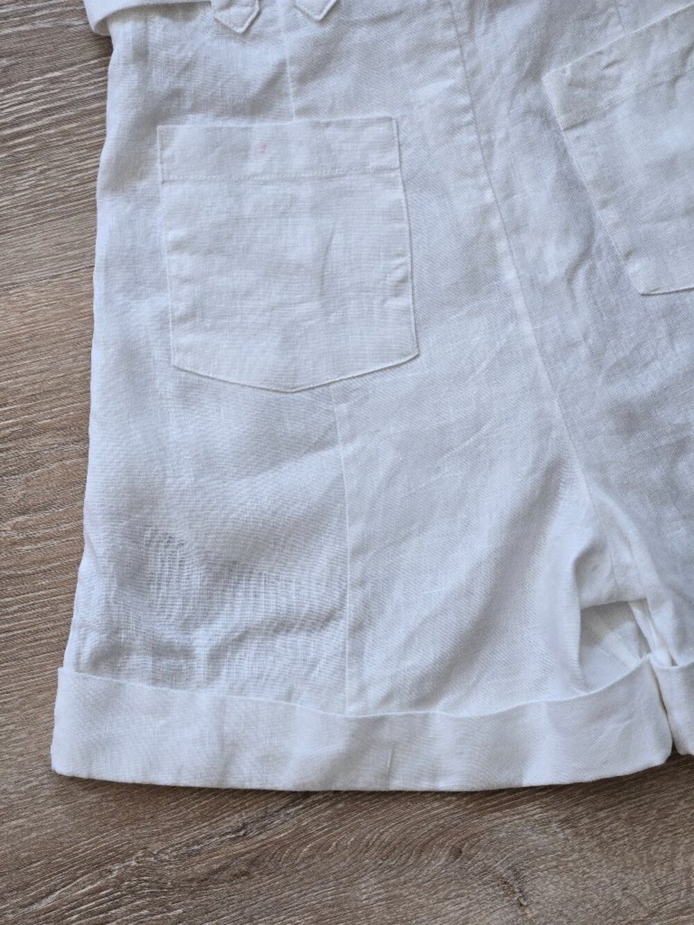 Farm Rio Tailored Linen Belted Shorts Ivory High Rise Size M New With Tags $145 - Picture 13 of 17